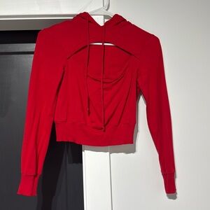Red cropped hoodie